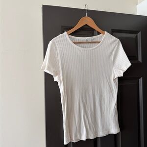 J. Crew Cream Ribbed Short Sleeve Tee